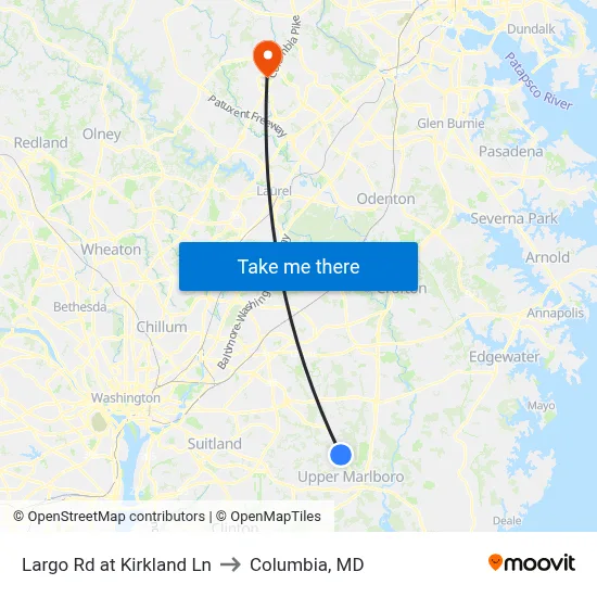 Largo Rd at Kirkland Ln to Columbia, MD map