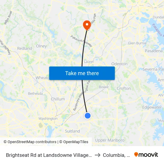 Brightseat Rd at Landsdowne Village Apts to Columbia, MD map