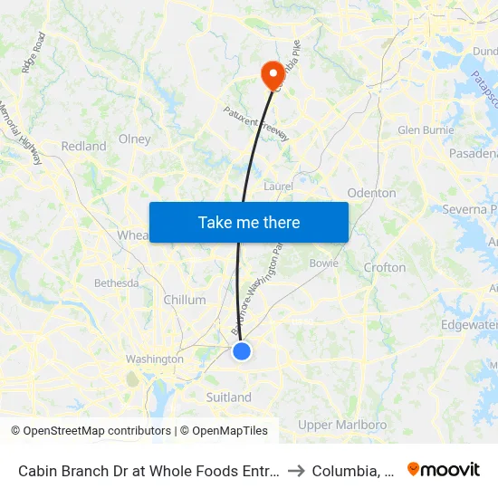 Cabin Branch Dr at Whole Foods Entrance to Columbia, MD map