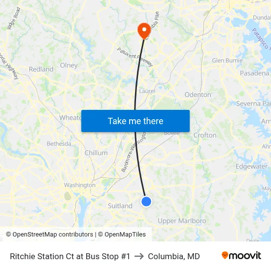 Ritchie Station Ct at Bus Stop #1 to Columbia, MD map