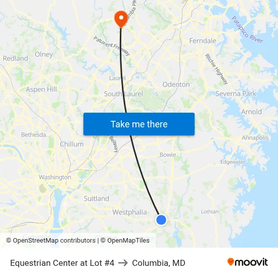 Equestrian Center at Lot #4 to Columbia, MD map