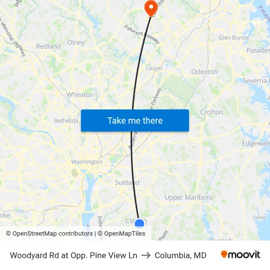 Woodyard Rd at Opp. Pine View Ln to Columbia, MD map