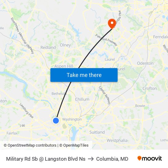 Military Rd Sb @ Langston Blvd Ns to Columbia, MD map