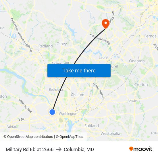 Military Rd Eb at 2666 to Columbia, MD map