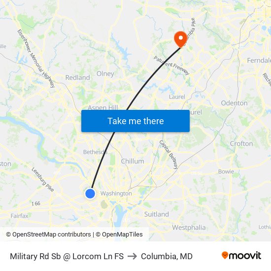 Military Rd Sb @ Lorcom Ln FS to Columbia, MD map