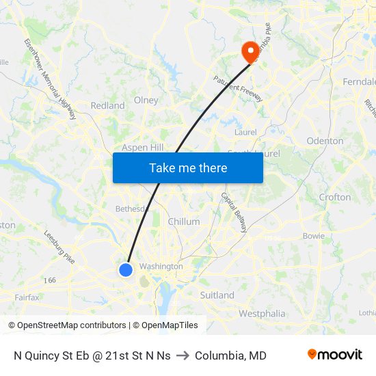 N Quincy St Eb @ 21st St N Ns to Columbia, MD map