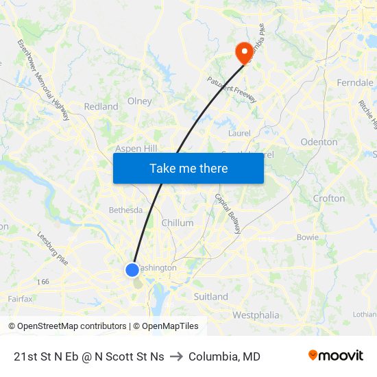 21st St N Eb @ N Scott St Ns to Columbia, MD map