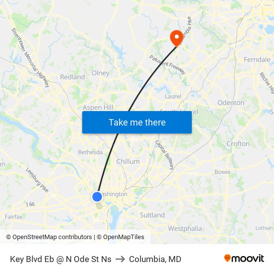 Key Blvd Eb @ N Ode St Ns to Columbia, MD map