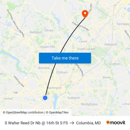 S Walter Reed Dr Nb @ 16th St S FS to Columbia, MD map