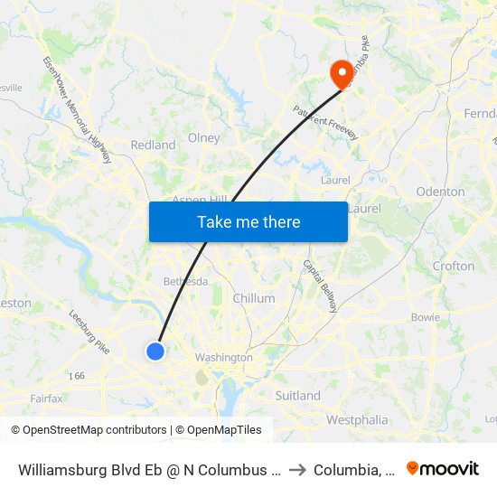 Williamsburg Blvd Eb @ N Columbus St Ns to Columbia, MD map