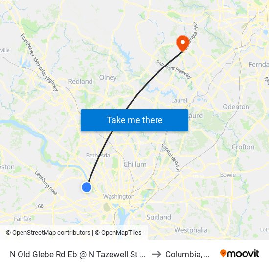 N Old Glebe Rd Eb @ N Tazewell St FS to Columbia, MD map