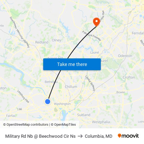 Military Rd Nb @ Beechwood Cir Ns to Columbia, MD map