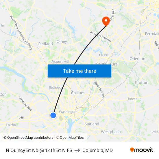 N Quincy St Nb @ 14th St N FS to Columbia, MD map