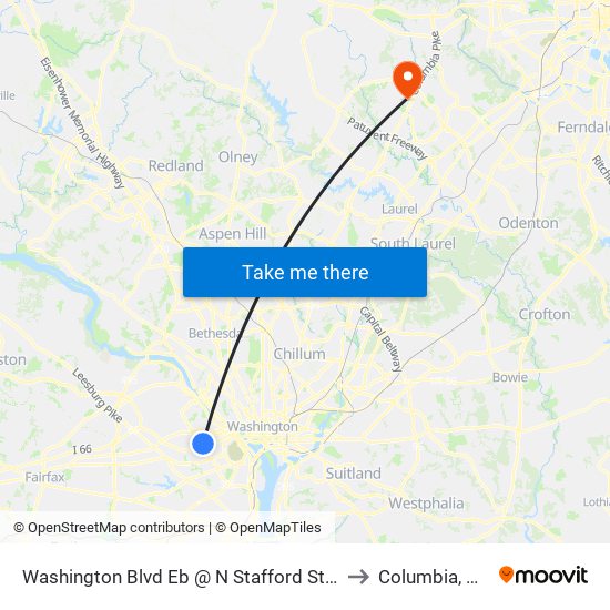 Washington Blvd Eb @ N Stafford St FS to Columbia, MD map