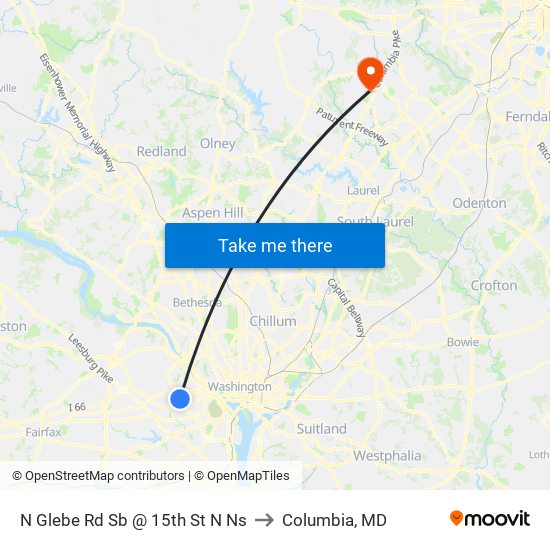 N Glebe Rd Sb @ 15th St N Ns to Columbia, MD map