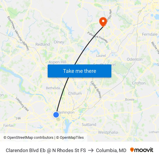 Clarendon Blvd Eb @ N Rhodes St FS to Columbia, MD map