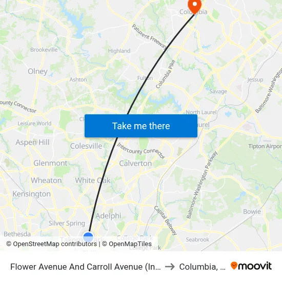 Flower Avenue And Carroll Avenue (Inbound) to Columbia, MD map