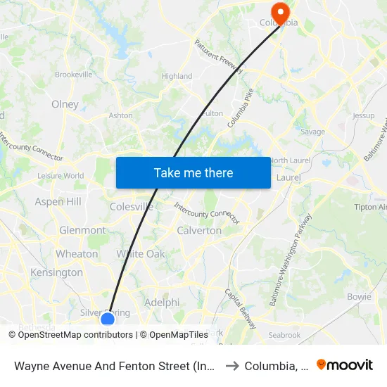 Wayne Avenue And Fenton Street (Inbound) to Columbia, MD map