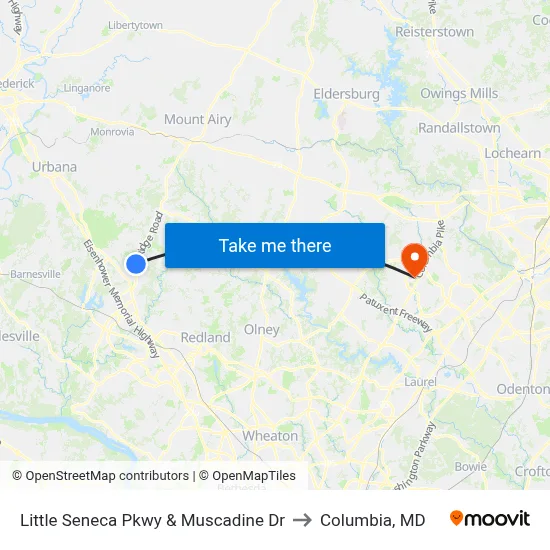 Little Seneca Pkwy & Muscadine Dr to Columbia, MD map