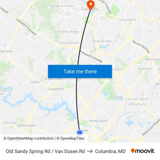 Old Sandy Spring Rd / Van Dusen Rd to Columbia, MD map