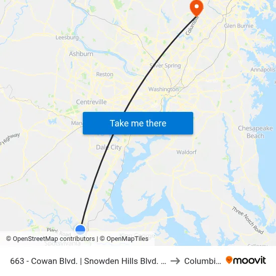 663 - Cowan Blvd. | Snowden Hills Blvd. (Evergreens Apts.) to Columbia, MD map