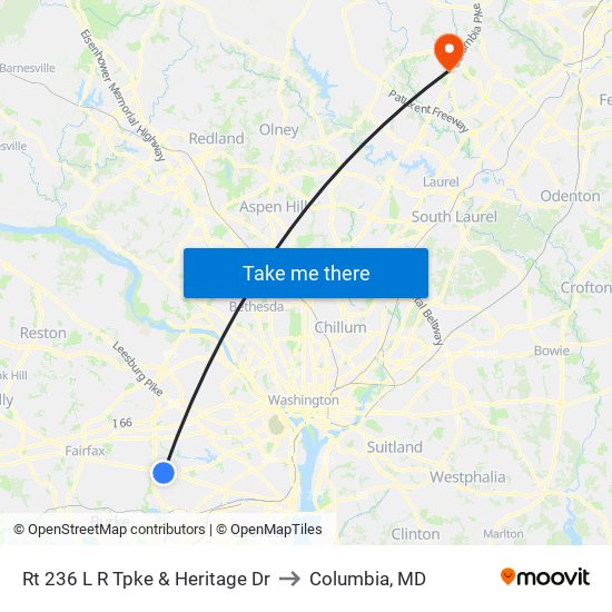 Rt 236 L R Tpke & Heritage Dr to Columbia, MD map