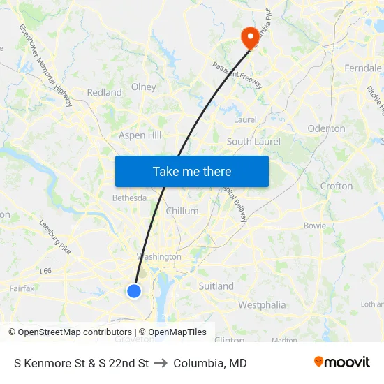 S Kenmore St & S 22nd St to Columbia, MD map