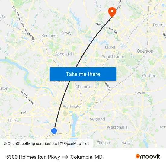 5300 Holmes Run Pkwy to Columbia, MD map