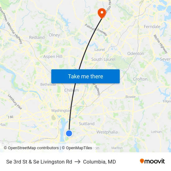 Se 3rd St & Se Livingston Rd to Columbia, MD map