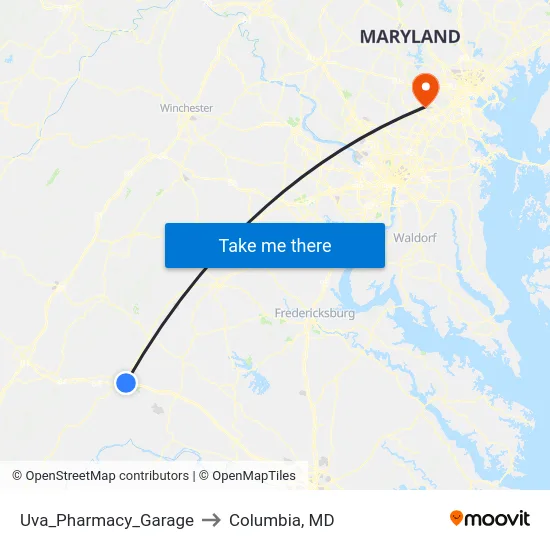 Uva_Pharmacy_Garage to Columbia, MD map