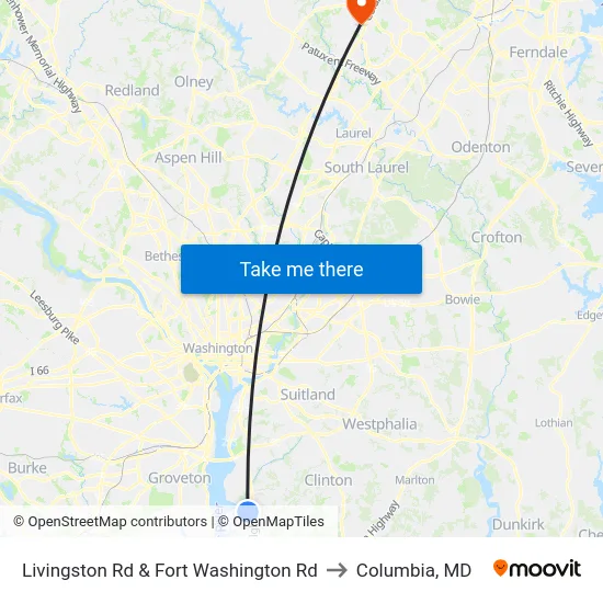 Livingston Rd & Fort Washington Rd to Columbia, MD map