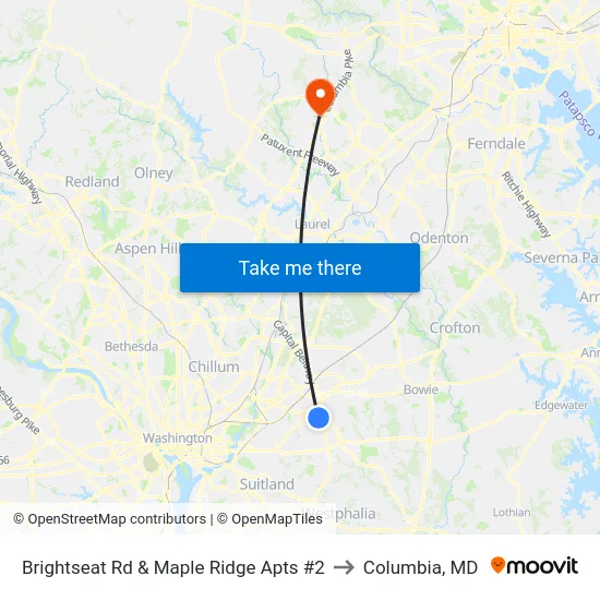 Brightseat Rd & Maple Ridge Apts #2 to Columbia, MD map