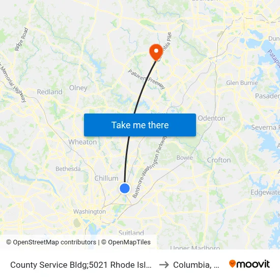 County Service Bldg;5021 Rhode Island to Columbia, MD map