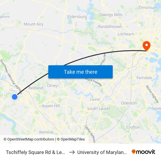 Tschiffely Square Rd & Leekes Lot Way to University of Maryland, Baltimore map