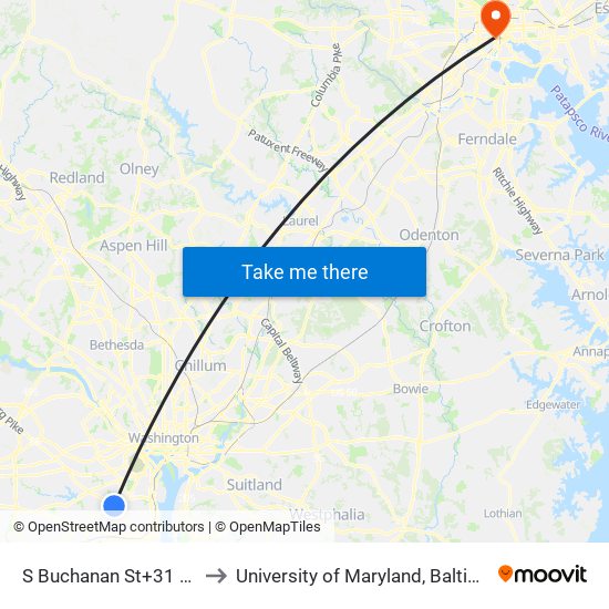 S Buchanan St+31 St S to University of Maryland, Baltimore map