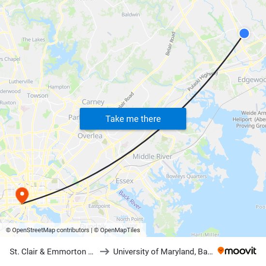 St. Clair & Emmorton Rd - Sb to University of Maryland, Baltimore map