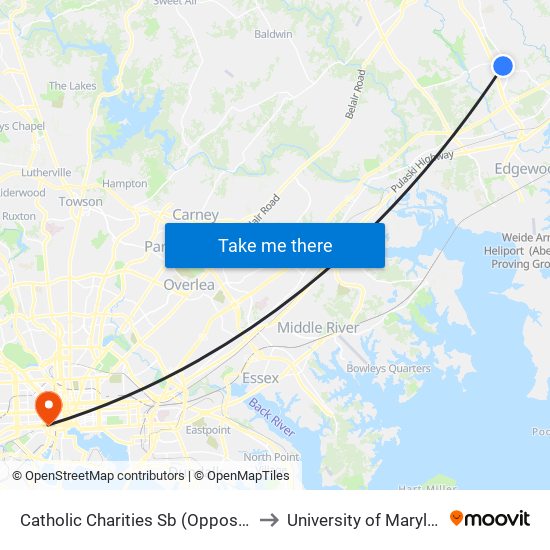 Catholic Charities Sb (Opposite 3001 St. Clair Ln) to University of Maryland, Baltimore map