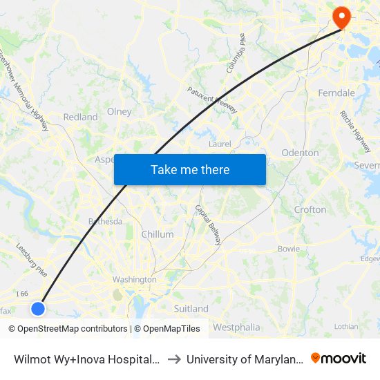 Wilmot Wy+Inova Hospital Gray Entrance to University of Maryland, Baltimore map