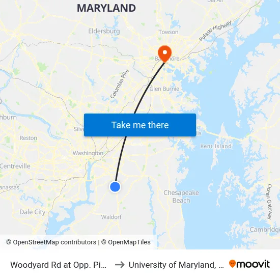 Woodyard Rd at Opp. Pine View Ln to University of Maryland, Baltimore map