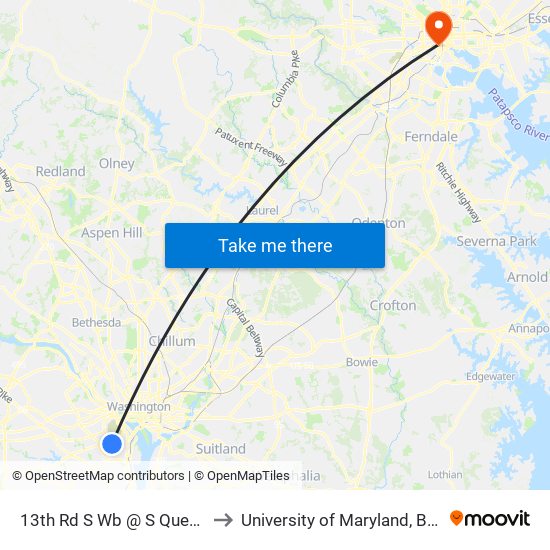 13th Rd S Wb @ S Queen St FS to University of Maryland, Baltimore map