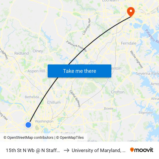 15th St N Wb @ N Stafford St Ns to University of Maryland, Baltimore map