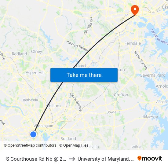 S Courthouse Rd Nb @ 2nd St S Ns to University of Maryland, Baltimore map