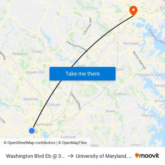 Washington Blvd Eb @ 3rd St N Ns to University of Maryland, Baltimore map