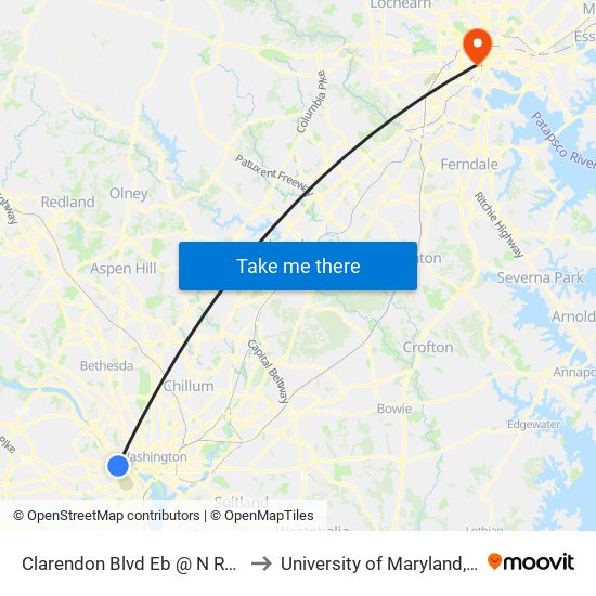 Clarendon Blvd Eb @ N Rhodes St FS to University of Maryland, Baltimore map