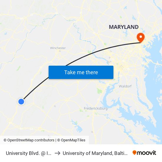 University Blvd. @ Ihop to University of Maryland, Baltimore map