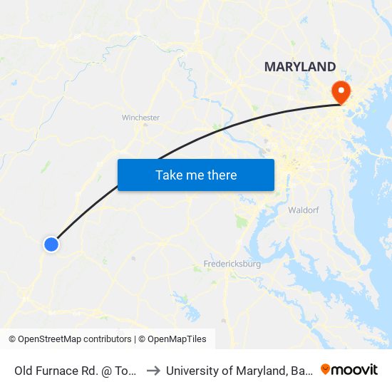 Old Furnace Rd. @ Tower St. to University of Maryland, Baltimore map