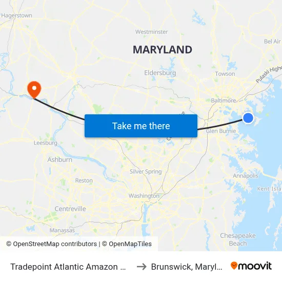 Tradepoint Atlantic Amazon Mtn6 to Brunswick, Maryland map