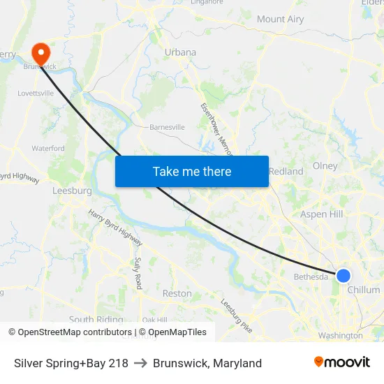 Silver Spring+Bay 218 to Brunswick, Maryland map