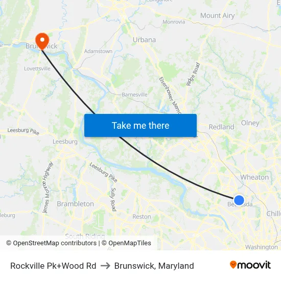 Rockville Pk+Wood Rd to Brunswick, Maryland map