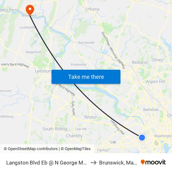 Langston Blvd Eb @ N George Mason Dr FS to Brunswick, Maryland map